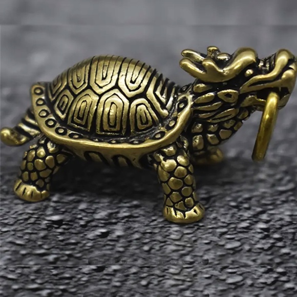 Miniature Brass Dragon Turtle - Assorted Information Below - Meaning & History - Picture 3 of 6